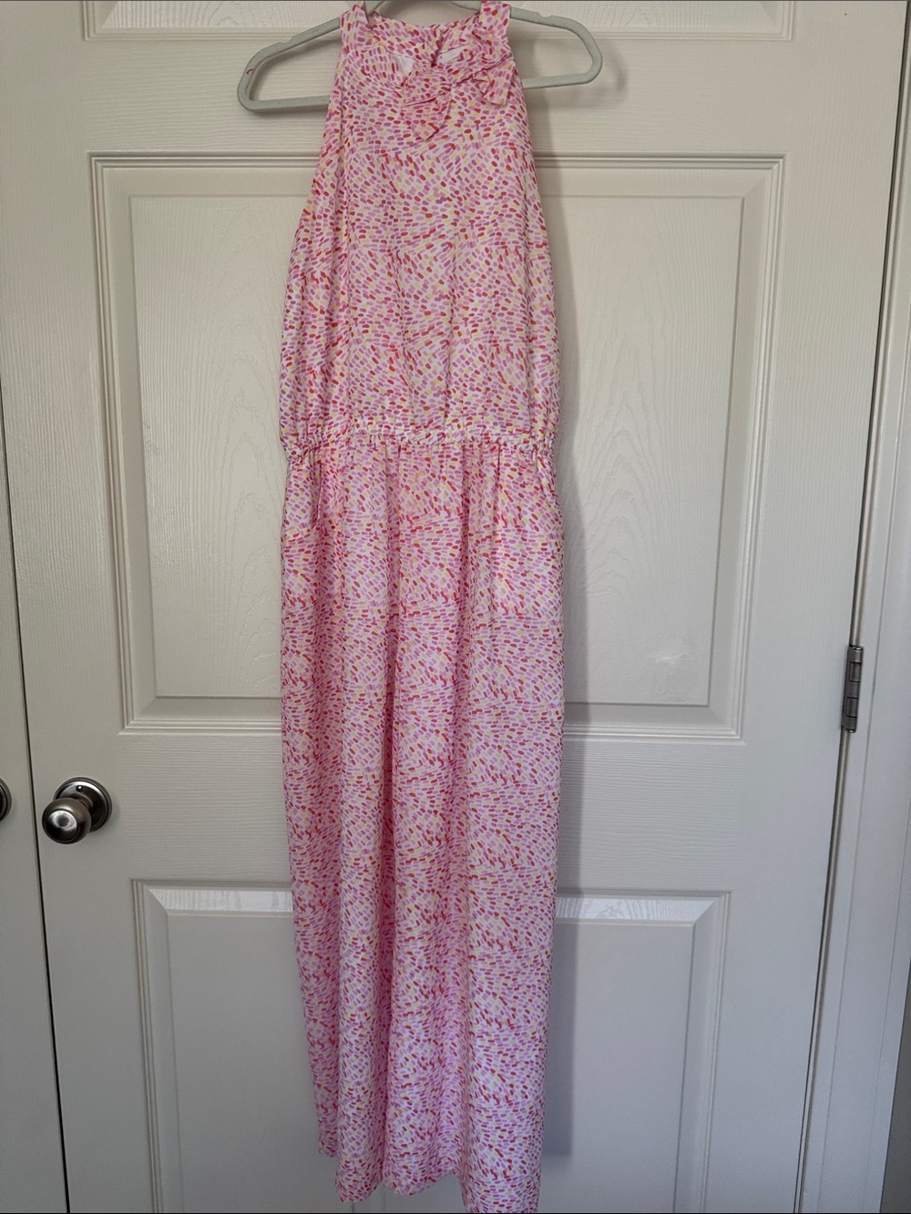 Janie and Jack Pink Confetti Print Halter One-Piece girls size 12